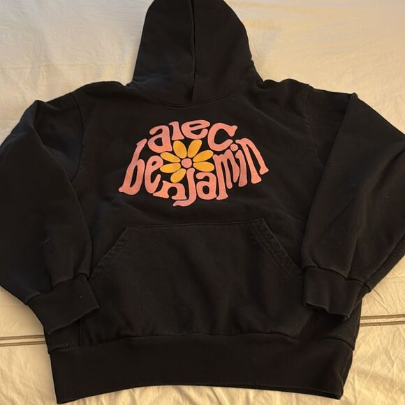 Los Angeles Apparel Alec Benjamin Flower Print Tour Black Hoodie. Unisex. - Picture 3 of 9